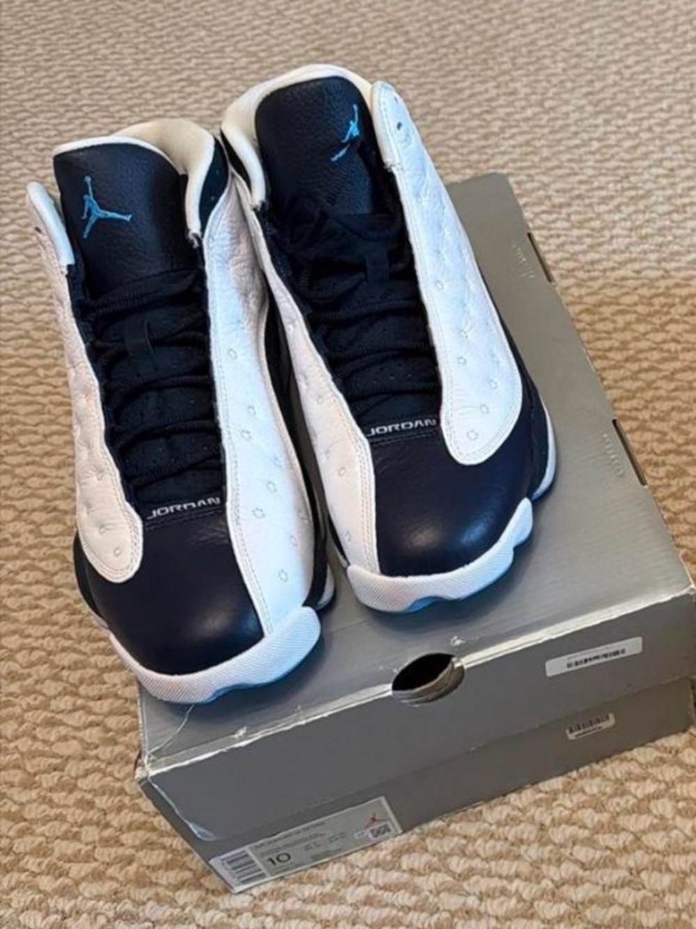 Nike Kids Basketball Sneakers - White & Navy with Light Blue Jumpman